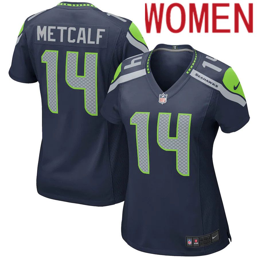 Women Seattle Seahawks #14 DK Metcalf Nike College Navy Game Player NFL Jersey